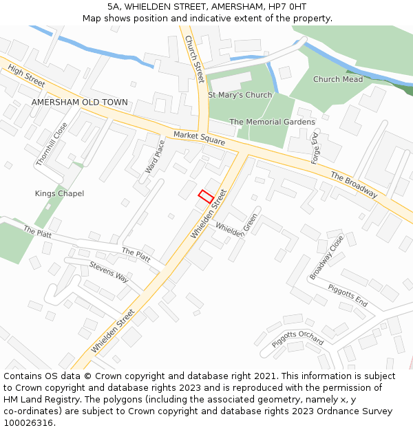 5A, WHIELDEN STREET, AMERSHAM, HP7 0HT: Location map and indicative extent of plot