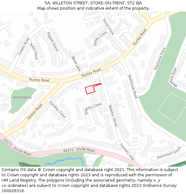 5A, WILLETON STREET, STOKE-ON-TRENT, ST2 9JA: Location map and indicative extent of plot