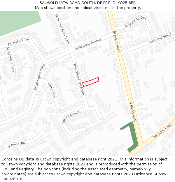 5A, WOLD VIEW ROAD SOUTH, DRIFFIELD, YO25 6RR: Location map and indicative extent of plot