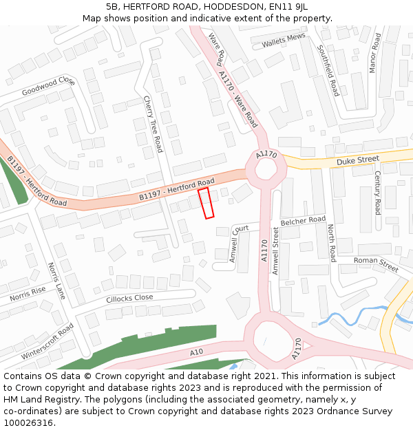 5B, HERTFORD ROAD, HODDESDON, EN11 9JL: Location map and indicative extent of plot