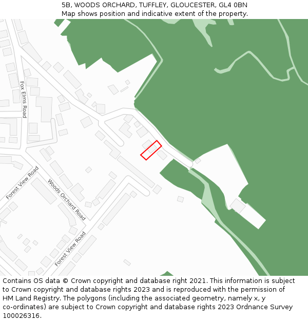5B, WOODS ORCHARD, TUFFLEY, GLOUCESTER, GL4 0BN: Location map and indicative extent of plot