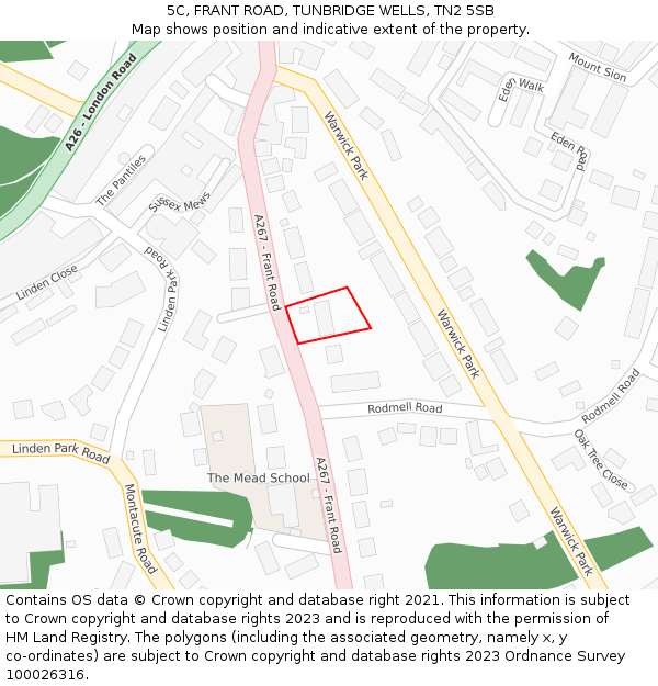 5C, FRANT ROAD, TUNBRIDGE WELLS, TN2 5SB: Location map and indicative extent of plot