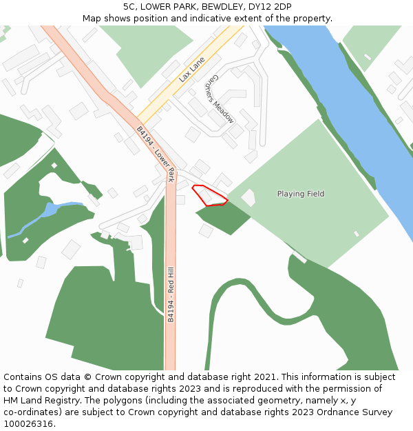 5C, LOWER PARK, BEWDLEY, DY12 2DP: Location map and indicative extent of plot