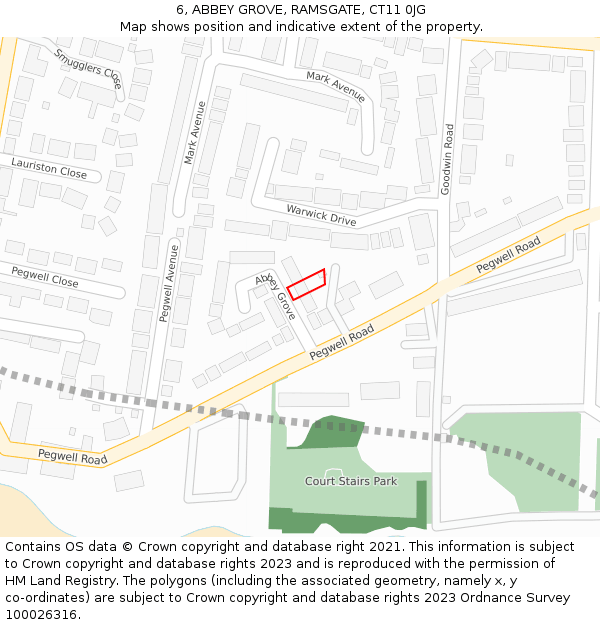 6, ABBEY GROVE, RAMSGATE, CT11 0JG: Location map and indicative extent of plot