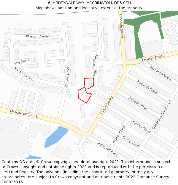 6, ABBEYDALE WAY, ACCRINGTON, BB5 0EN: Location map and indicative extent of plot