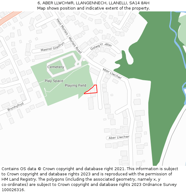 6, ABER LLWCHWR, LLANGENNECH, LLANELLI, SA14 8AH: Location map and indicative extent of plot