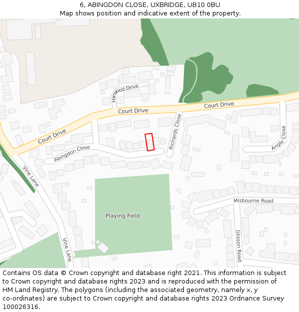 6, ABINGDON CLOSE, UXBRIDGE, UB10 0BU: Location map and indicative extent of plot