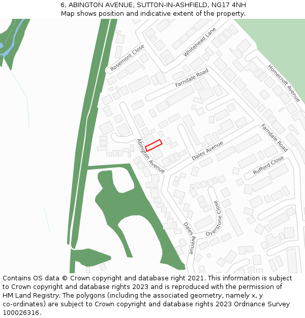 6, ABINGTON AVENUE, SUTTON-IN-ASHFIELD, NG17 4NH: Location map and indicative extent of plot