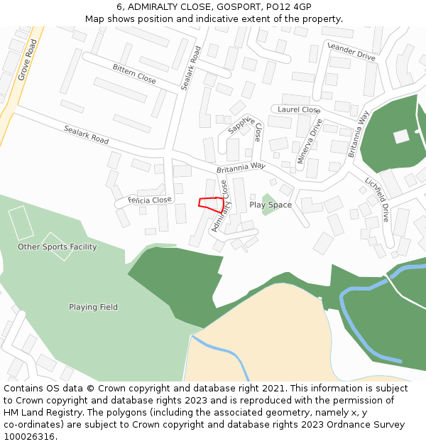 6, ADMIRALTY CLOSE, GOSPORT, PO12 4GP: Location map and indicative extent of plot