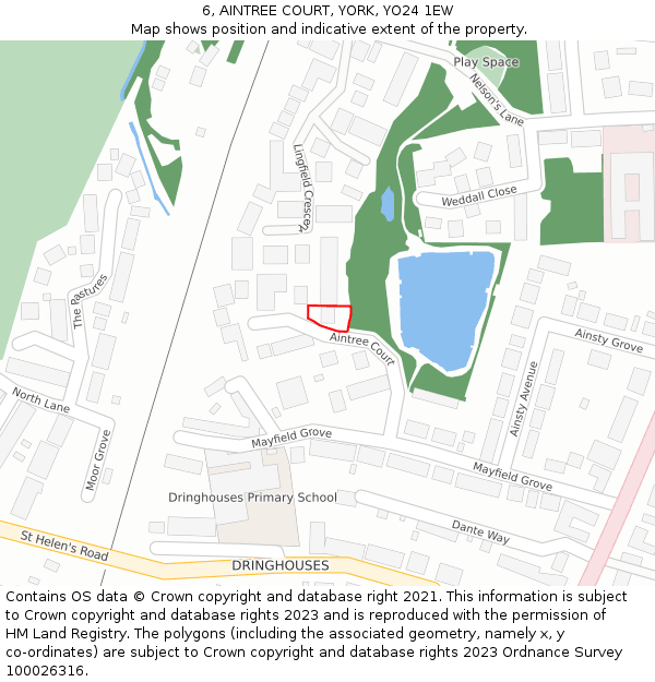 6, AINTREE COURT, YORK, YO24 1EW: Location map and indicative extent of plot