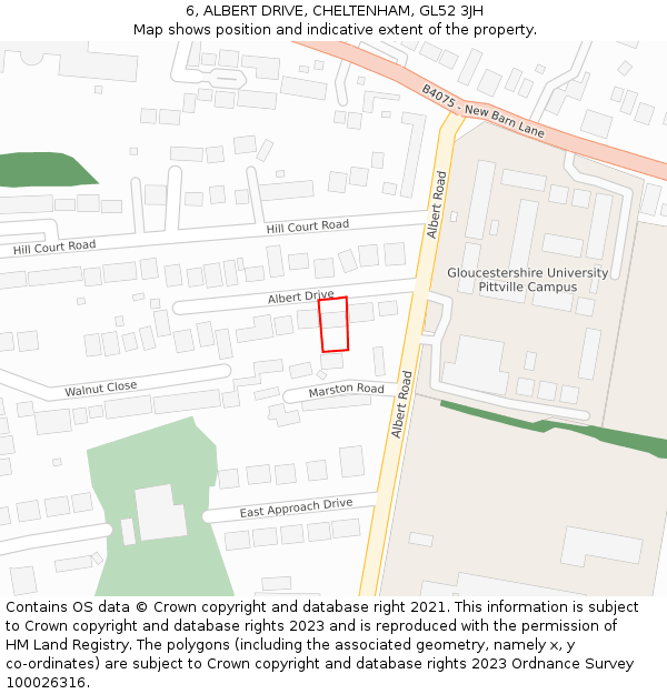 6, ALBERT DRIVE, CHELTENHAM, GL52 3JH: Location map and indicative extent of plot