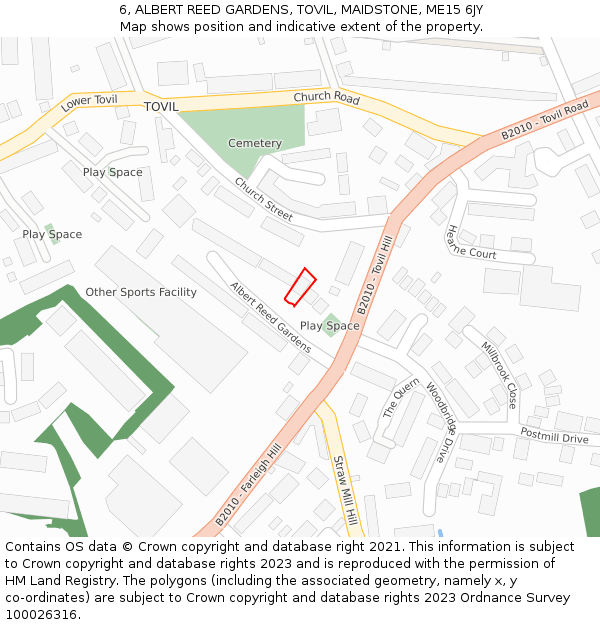 6, ALBERT REED GARDENS, TOVIL, MAIDSTONE, ME15 6JY: Location map and indicative extent of plot