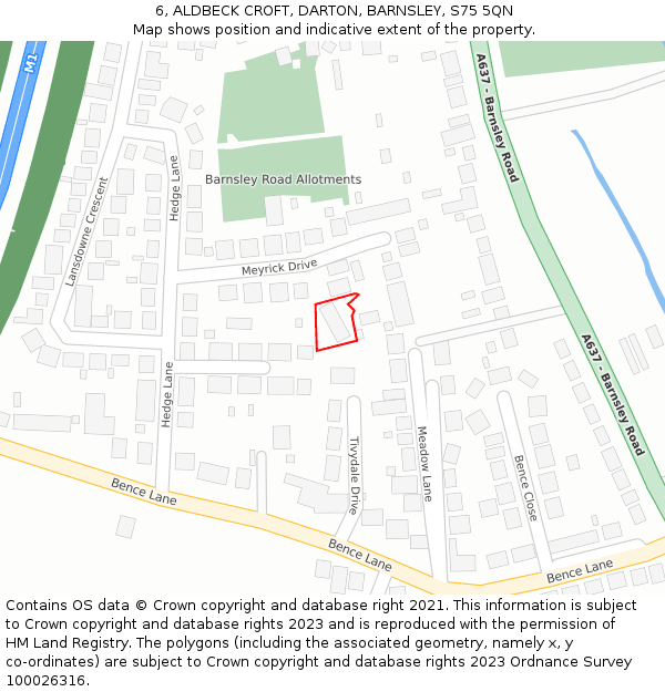 6, ALDBECK CROFT, DARTON, BARNSLEY, S75 5QN: Location map and indicative extent of plot