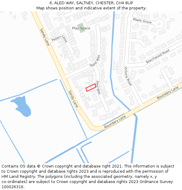 6, ALED WAY, SALTNEY, CHESTER, CH4 8UP: Location map and indicative extent of plot