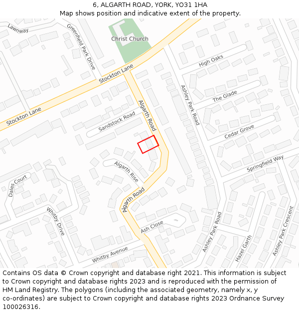 6, ALGARTH ROAD, YORK, YO31 1HA: Location map and indicative extent of plot
