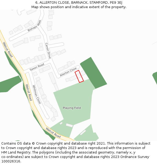 6, ALLERTON CLOSE, BARNACK, STAMFORD, PE9 3EJ: Location map and indicative extent of plot