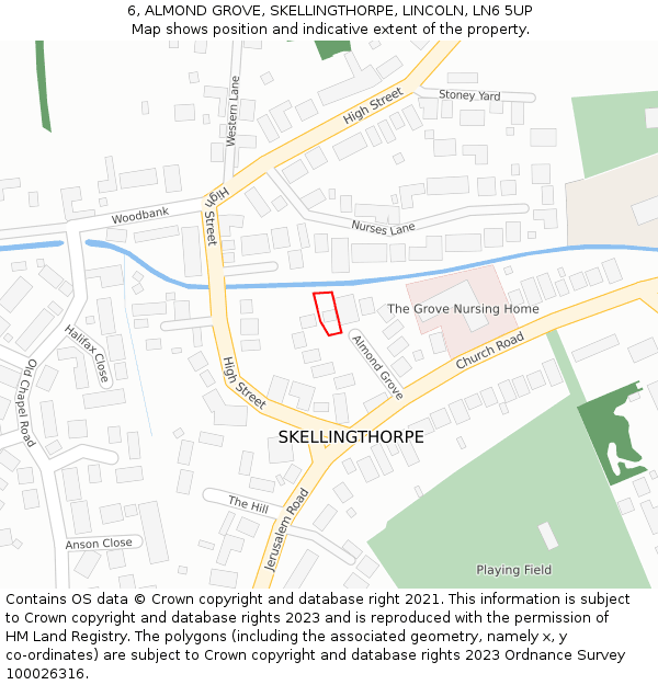 6, ALMOND GROVE, SKELLINGTHORPE, LINCOLN, LN6 5UP: Location map and indicative extent of plot