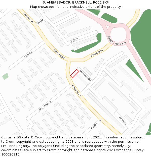 6, AMBASSADOR, BRACKNELL, RG12 8XP: Location map and indicative extent of plot