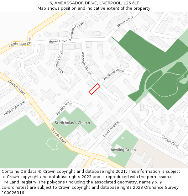 6, AMBASSADOR DRIVE, LIVERPOOL, L26 6LT: Location map and indicative extent of plot