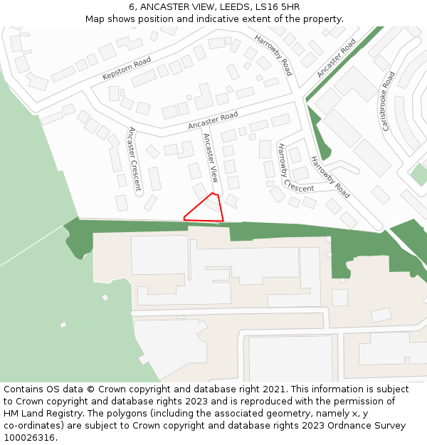 6, ANCASTER VIEW, LEEDS, LS16 5HR: Location map and indicative extent of plot