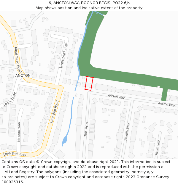 6, ANCTON WAY, BOGNOR REGIS, PO22 6JN: Location map and indicative extent of plot