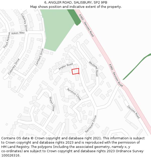 6, ANGLER ROAD, SALISBURY, SP2 9PB: Location map and indicative extent of plot
