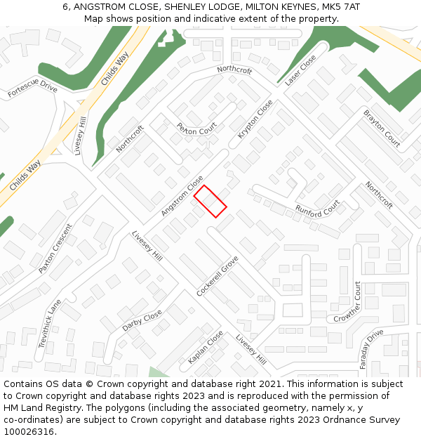 6, ANGSTROM CLOSE, SHENLEY LODGE, MILTON KEYNES, MK5 7AT: Location map and indicative extent of plot