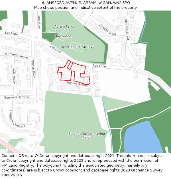 6, ANSFORD AVENUE, ABRAM, WIGAN, WN2 5PQ: Location map and indicative extent of plot