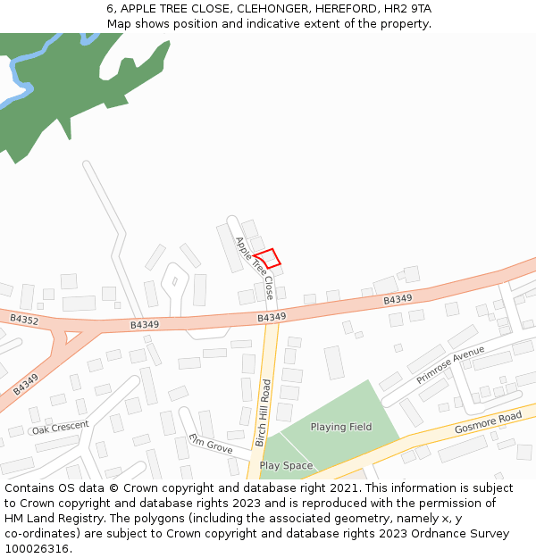 6, APPLE TREE CLOSE, CLEHONGER, HEREFORD, HR2 9TA: Location map and indicative extent of plot