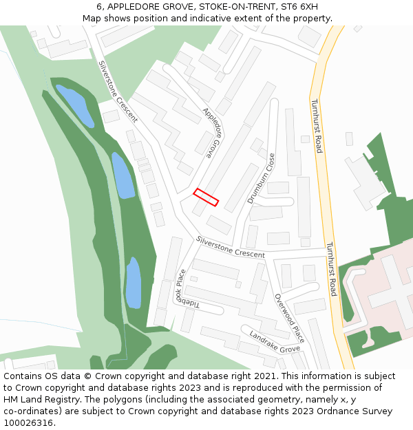 6, APPLEDORE GROVE, STOKE-ON-TRENT, ST6 6XH: Location map and indicative extent of plot