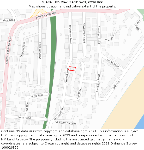 6, ARALUEN WAY, SANDOWN, PO36 8PP: Location map and indicative extent of plot