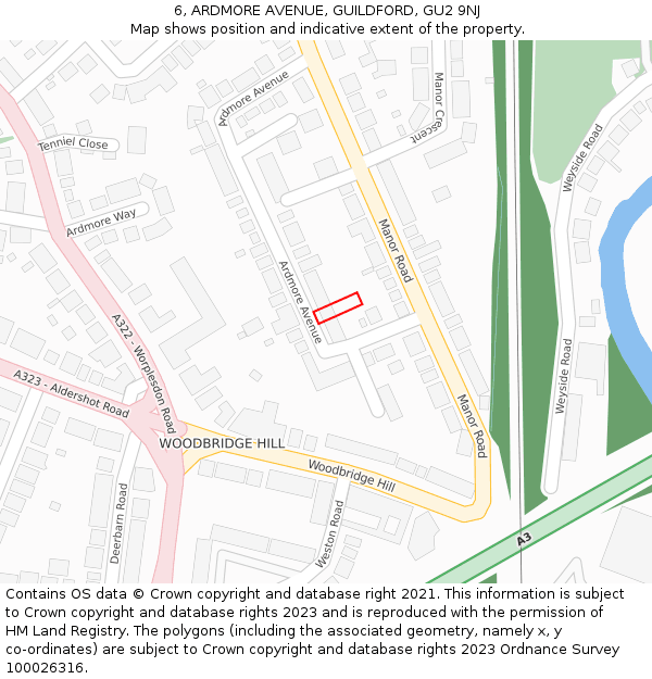 6, ARDMORE AVENUE, GUILDFORD, GU2 9NJ: Location map and indicative extent of plot