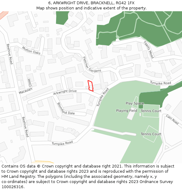 6, ARKWRIGHT DRIVE, BRACKNELL, RG42 1FX: Location map and indicative extent of plot