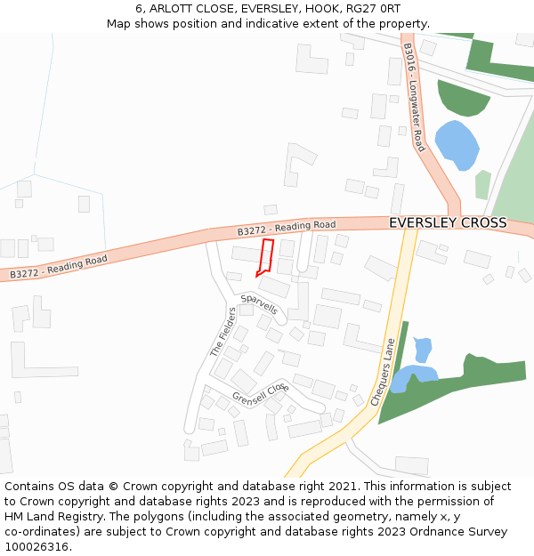 6, ARLOTT CLOSE, EVERSLEY, HOOK, RG27 0RT: Location map and indicative extent of plot