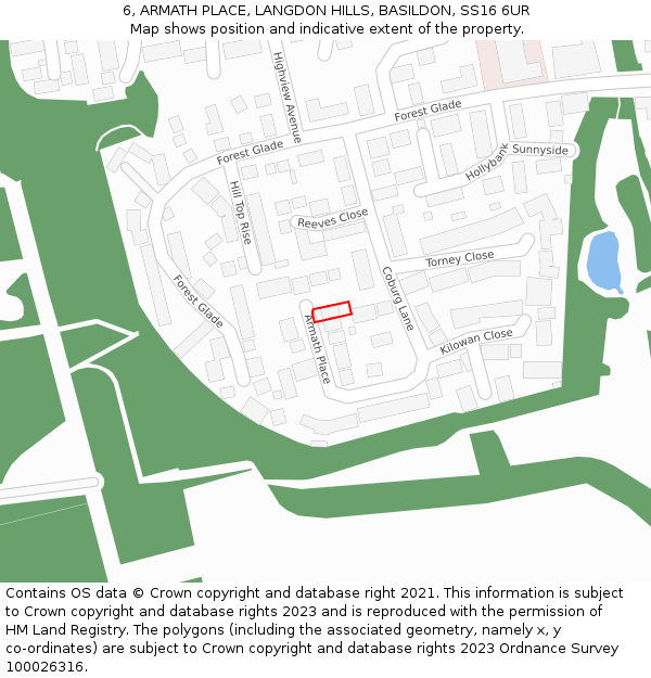 6, ARMATH PLACE, LANGDON HILLS, BASILDON, SS16 6UR: Location map and indicative extent of plot