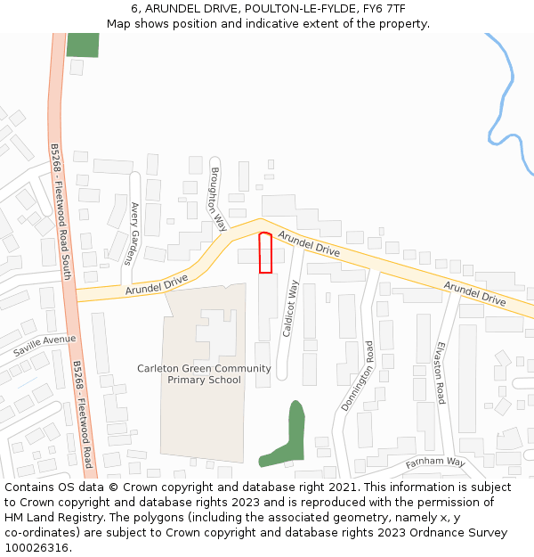 6, ARUNDEL DRIVE, POULTON-LE-FYLDE, FY6 7TF: Location map and indicative extent of plot