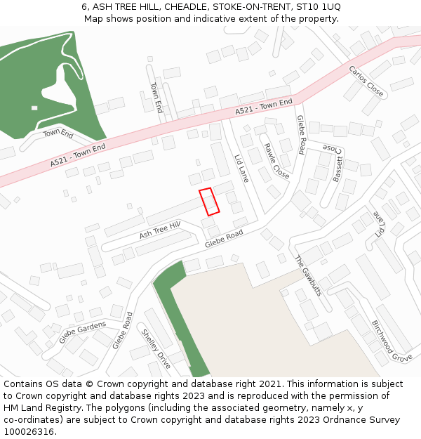 6, ASH TREE HILL, CHEADLE, STOKE-ON-TRENT, ST10 1UQ: Location map and indicative extent of plot