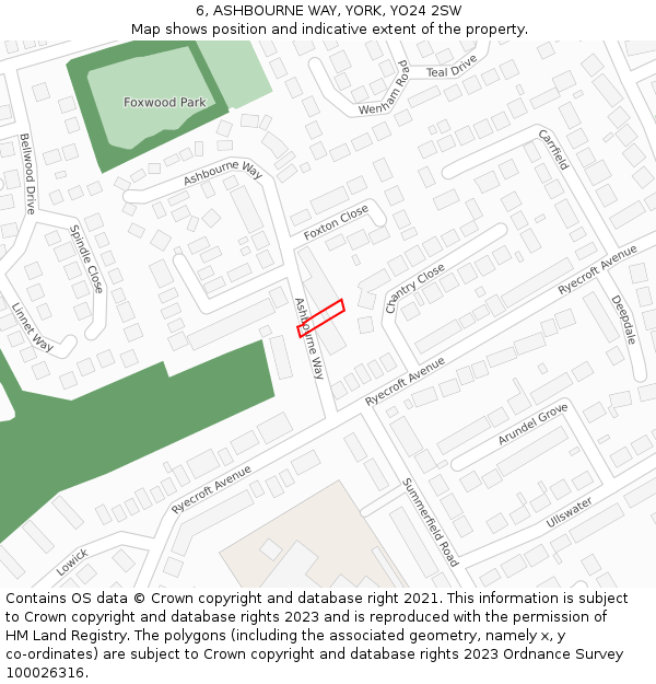 6, ASHBOURNE WAY, YORK, YO24 2SW: Location map and indicative extent of plot