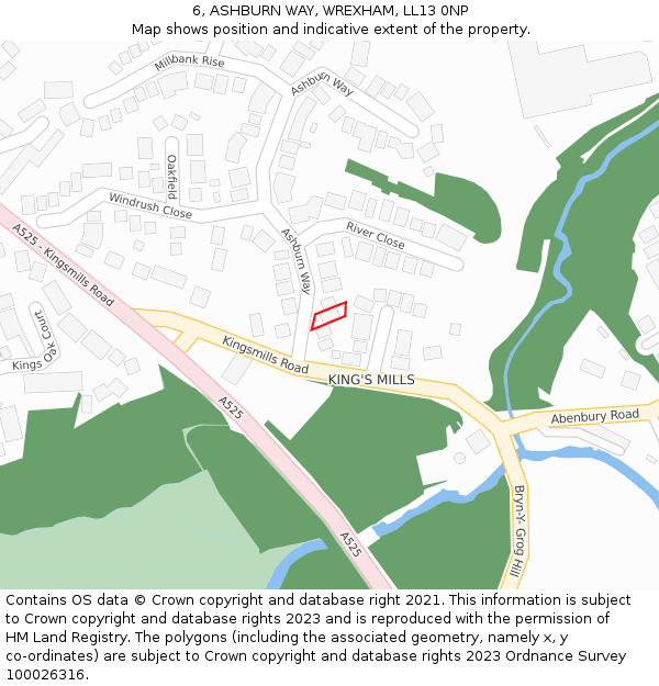 6, ASHBURN WAY, WREXHAM, LL13 0NP: Location map and indicative extent of plot