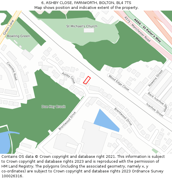 6, ASHBY CLOSE, FARNWORTH, BOLTON, BL4 7TS: Location map and indicative extent of plot