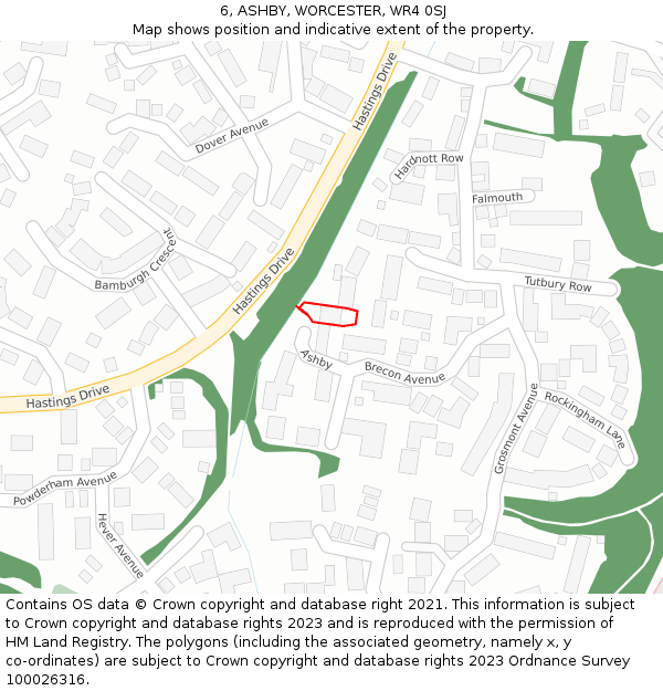 6, ASHBY, WORCESTER, WR4 0SJ: Location map and indicative extent of plot