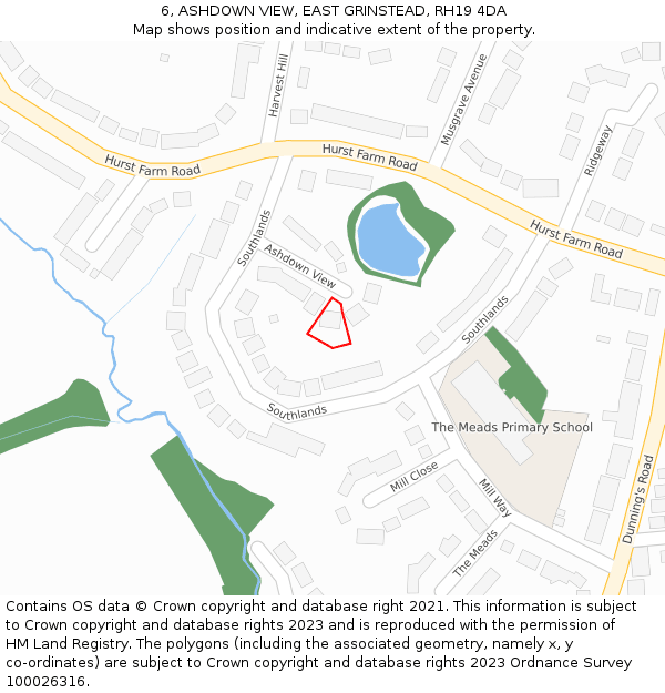 6, ASHDOWN VIEW, EAST GRINSTEAD, RH19 4DA: Location map and indicative extent of plot