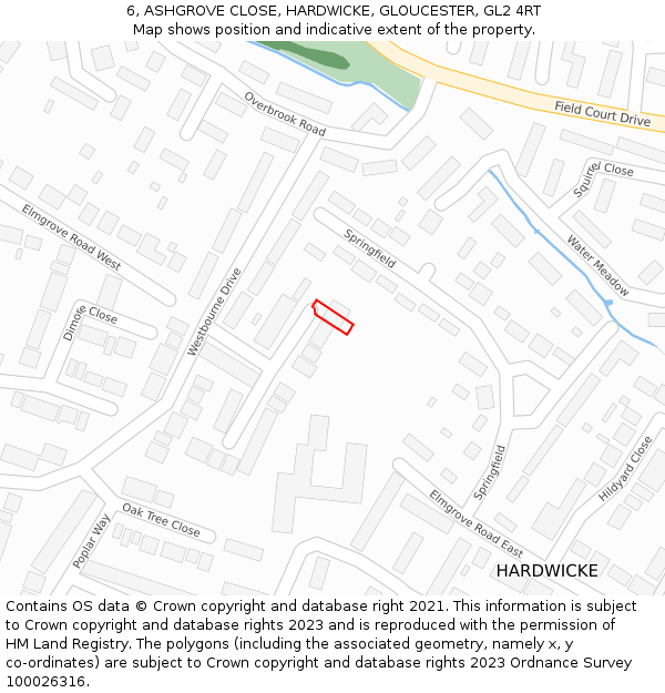 6, ASHGROVE CLOSE, HARDWICKE, GLOUCESTER, GL2 4RT: Location map and indicative extent of plot