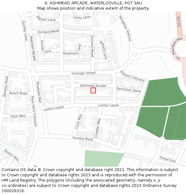 6, ASHMEAD ARCADE, WATERLOOVILLE, PO7 3AU: Location map and indicative extent of plot