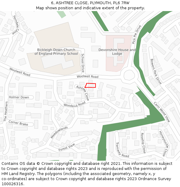 6, ASHTREE CLOSE, PLYMOUTH, PL6 7RW: Location map and indicative extent of plot