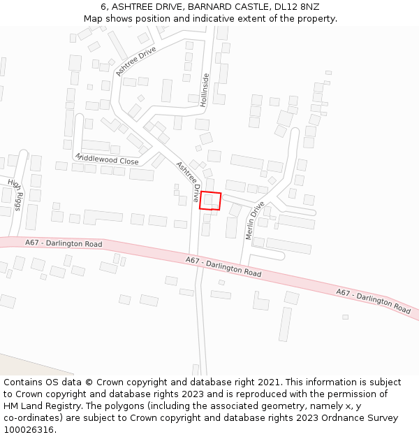 6, ASHTREE DRIVE, BARNARD CASTLE, DL12 8NZ: Location map and indicative extent of plot