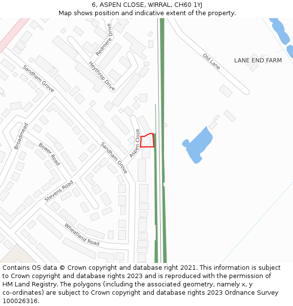 6, ASPEN CLOSE, WIRRAL, CH60 1YJ: Location map and indicative extent of plot