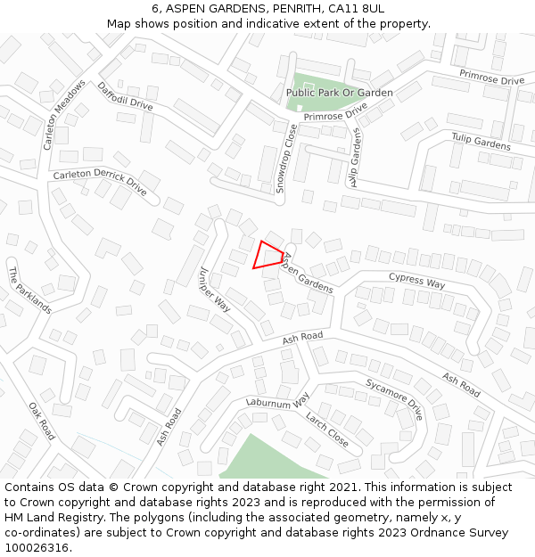 6, ASPEN GARDENS, PENRITH, CA11 8UL: Location map and indicative extent of plot