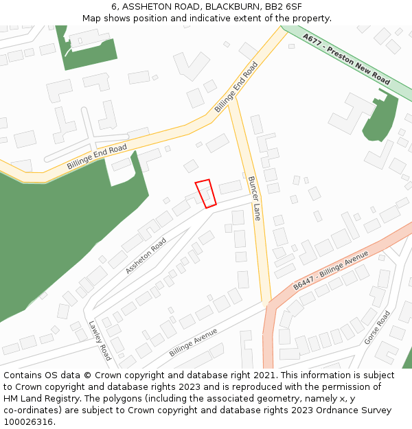 6, ASSHETON ROAD, BLACKBURN, BB2 6SF: Location map and indicative extent of plot