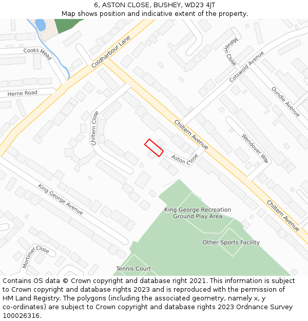 6, ASTON CLOSE, BUSHEY, WD23 4JT: Location map and indicative extent of plot